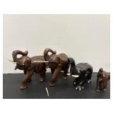 Vintage Hand Carved Wood Elephants