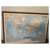 38"x27" Framed World Map