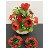 Ceramic Pot with Plastic Flowers 9"H