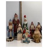 Vtg Hand carved wood & resin santas