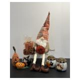 Vtg Salt & pepper shakers, candle & Harvest Gnome