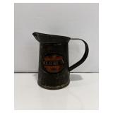 Antique primitive metalware Behren's sm pitcher