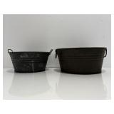 Antique primitive metalware mini tubs