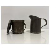 Antique primitive metalware mini pitcher &...