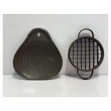 Antique primitive metalware strainer, french fry..