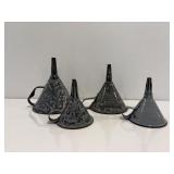 Vtg Granite enamelware  funnels