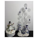 Snowman music box & picture/card holder