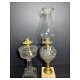 Vtg oil lamps one with marble base 16.5' tall &...