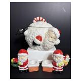 Ceramic Santa candy jar 7'H & misc