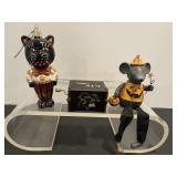 Old World cat ornament, shelf sitter mouse &....