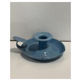 Vtg Blue enamelware  candlestick holder 5' dia