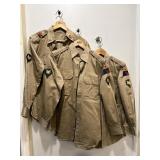 Three U.S. Army shirts - patches, pins & matching.