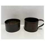 Antique primitive metalware cups & misc