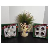 Hand decorated glass ornaments & misc