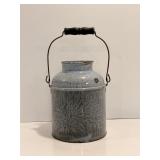 Vtg graniteware cream can 9.5'H & 6.5' dia