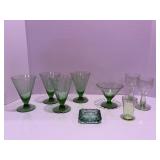 Misc Green Depression glasses ( come chips) & ...
