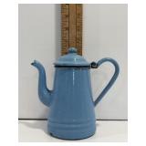 Vtg Blue enamelware  coffeepot