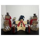Battery operated lighted snow men 11'H & wooden