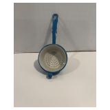 Vtg Blue enamelware strainer 7'