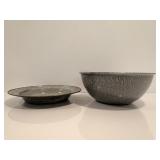 Vtg graniteware bowl 8' & plate