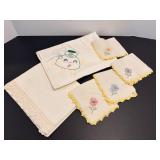 Vtg Embroidered handkerchief, crocheted opening...
