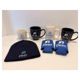 Dean foods mugs, hat, koozies