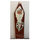 Vtg Wooden Santa hand-painted welcome sign 51'T...