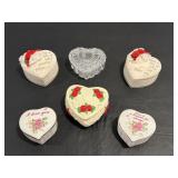 Vtg Teleflora ceramic heart shaped trinket boxes