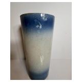 Vtg Blue & white ceramic vase 12' tall