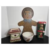 Vtg Cracker Barrel bowl & Fitz & Floyd square ...