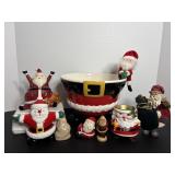 Vtg Christmas Santa's & Cracker Barrel bowl
