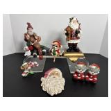 Santa stocking holder, Santa with moose figurine .