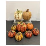 Vtg Decorative resin pumpkins with wood...