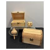Vtg Wooden chest boxes & misc