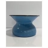 Vtg Blue enamelware spittoon
