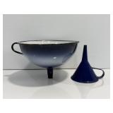 Vtg Dark blue enamel funnels