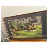 Framed golf print art 37' x 25'