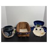Snowman trinket dish, Peterboro Christmas basket..