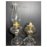 Vtg oil lamps one 17' tall & one with missing ...