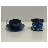 Vtg Children's enamelware cup & saucer, & ...