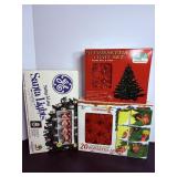 Santa string along lights, poinsetta lights -