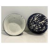 Vtg Dark blue & white swirl enamelware  bowls....