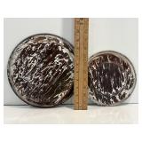 Vtg Brown & white swirl enamelware  plates