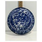 Vtg Dark blue & white swirl enamelware  bowl 13'.