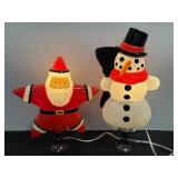 Vtg Blow Mold Santa star 8'W x 9'H & snowman...