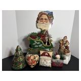 Christmas tree 8'H, Santa trinket box & misc