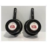 Vtg Ceramic on steal 1 qt graniteware saucepans