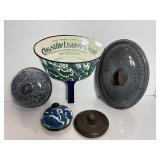 Vtg Chrysolite enameled ware tops