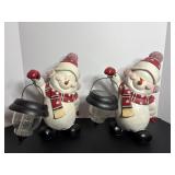 Snowman with solar powered lantern (2) 13'H...