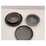 Vtg Graniteware cup, saucers & small bowl